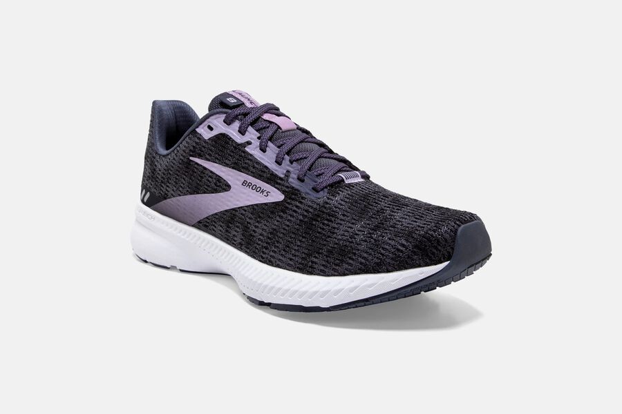 Brooks Running Shoes - Launch 8 Road Womens - Black/Purple - OHP-321649